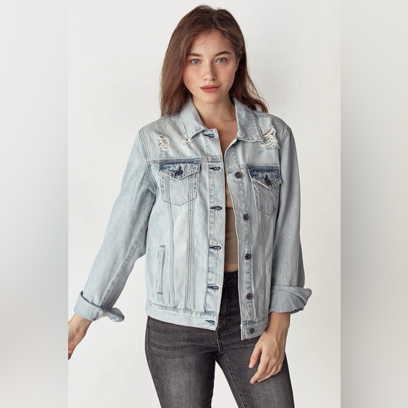 RISEN Distressed Button Up Jacket